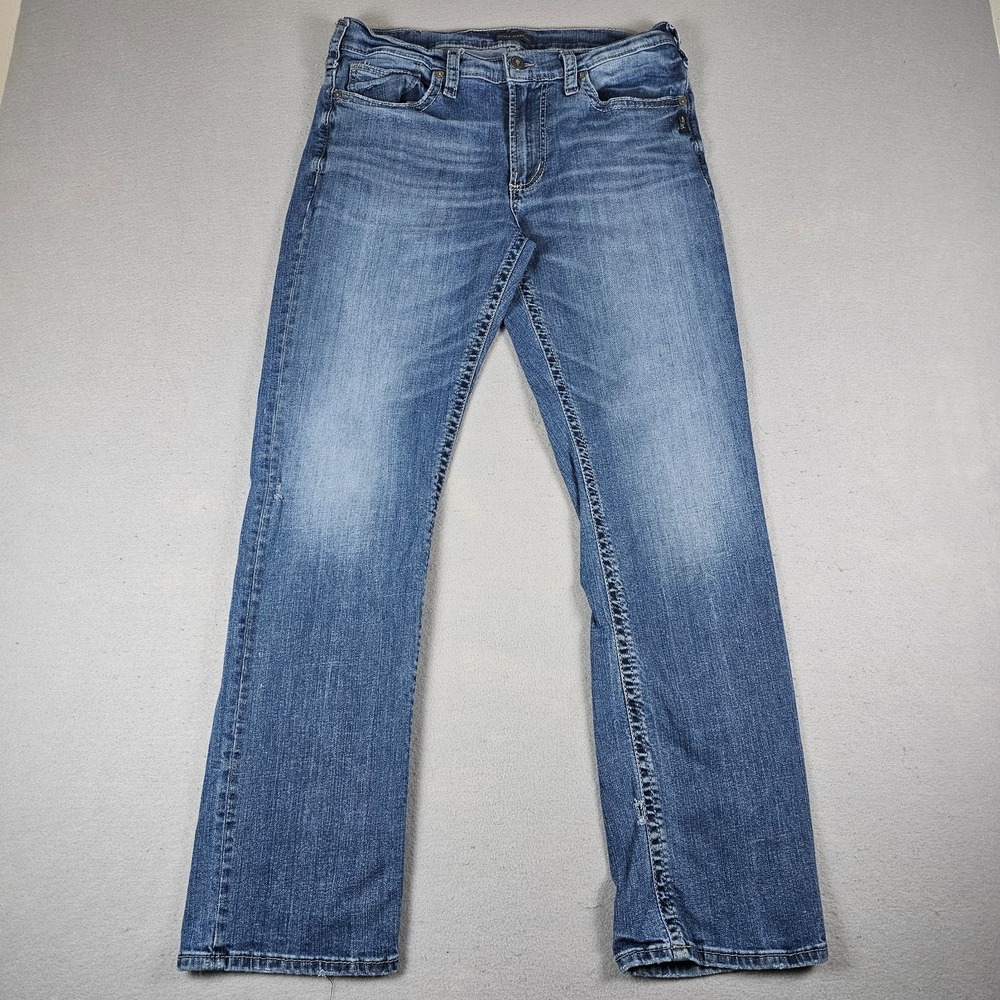 Silver Jeans Co Grayson Jeans Mens 32x30 Blue Denim Distressed Faded Straight